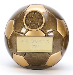 Image showing 3D round football trophy against white background