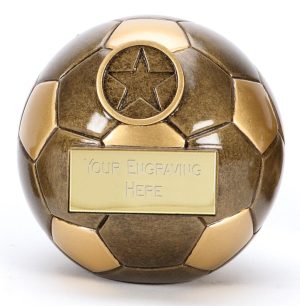 Image showing 3D round football trophy against white background