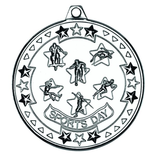 Image showing m83 tristar sports day medal in silver against white background