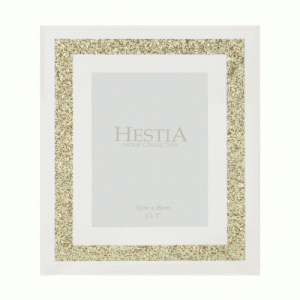 Image showing glass mirrored gold crystal frame against white background