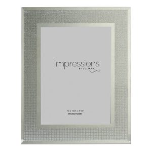 Image showing silver glitter beads photo frame against white background