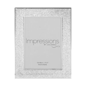 Image showing silver glitter photo frame against white background