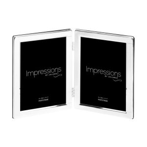Image showing silver plated double frame against white background